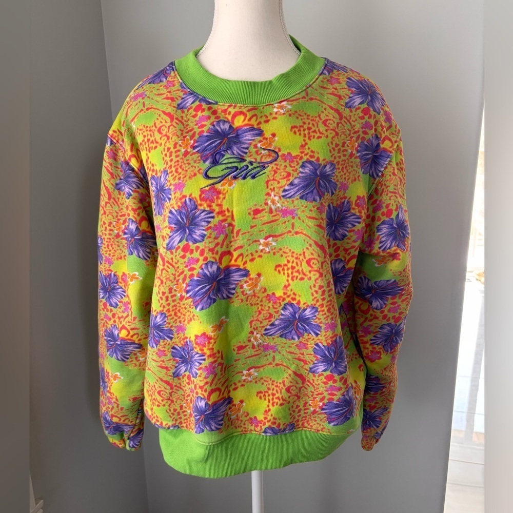 I.AM.GIA Vibrant Floral Sweatshirt - Green and Purple